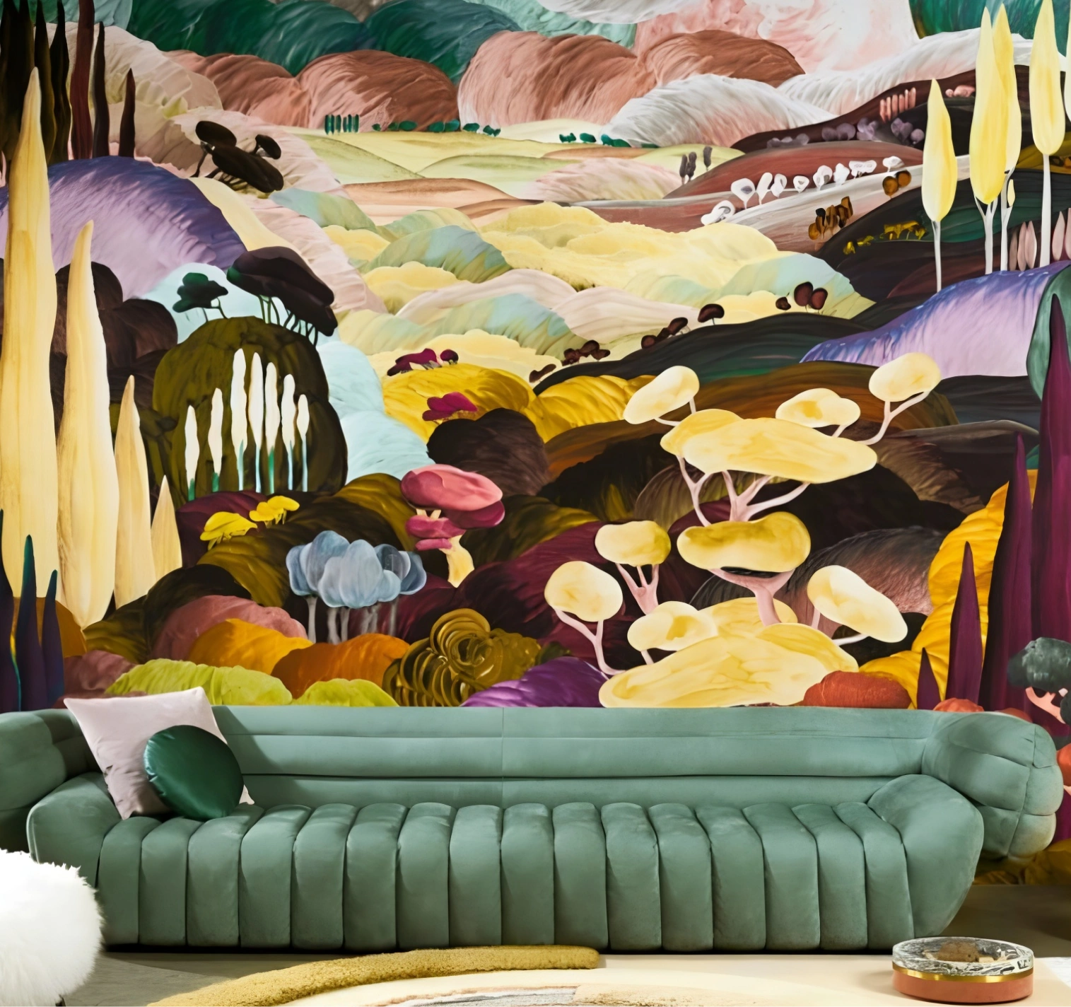 Colorful mural forest wallpaper by arte